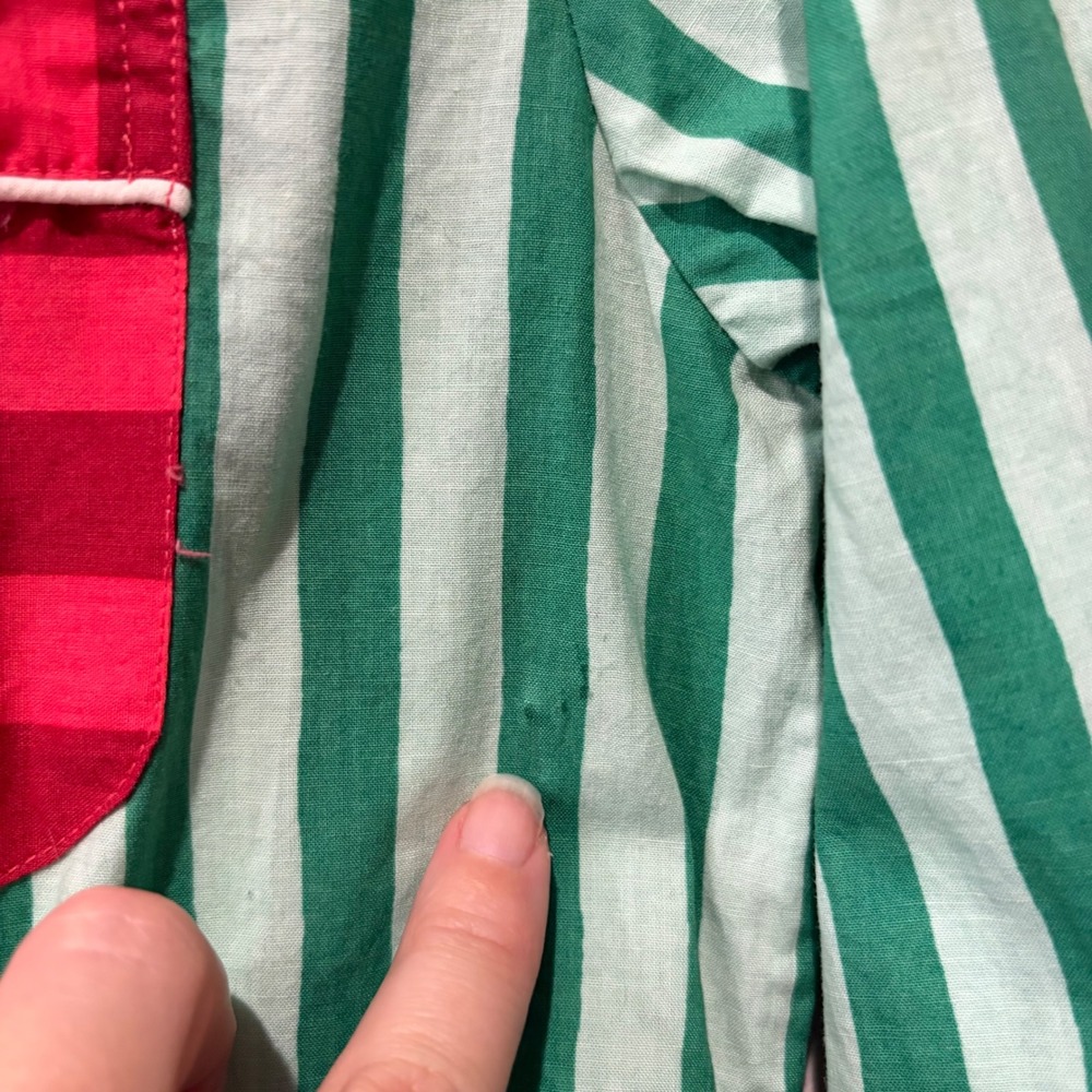 Printfresh Pajama Set Womens Small Red Green Holiday Striped Organic Cotton - Picture 7 of 16
